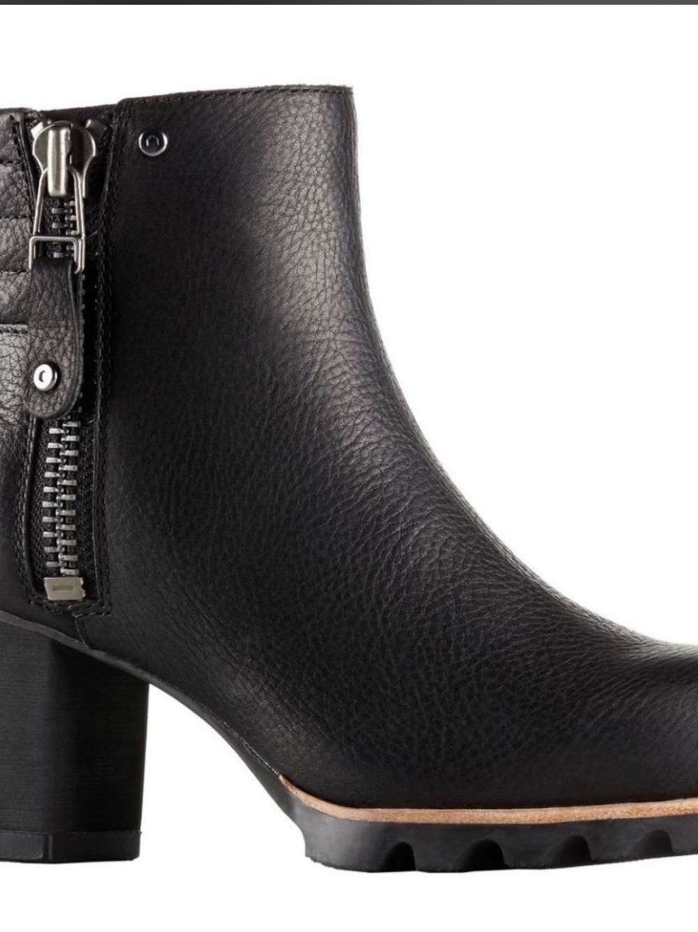 Sorel Danica Black Waterproof Leather Side-Zip Ankle Boot with Block Heel 10 41